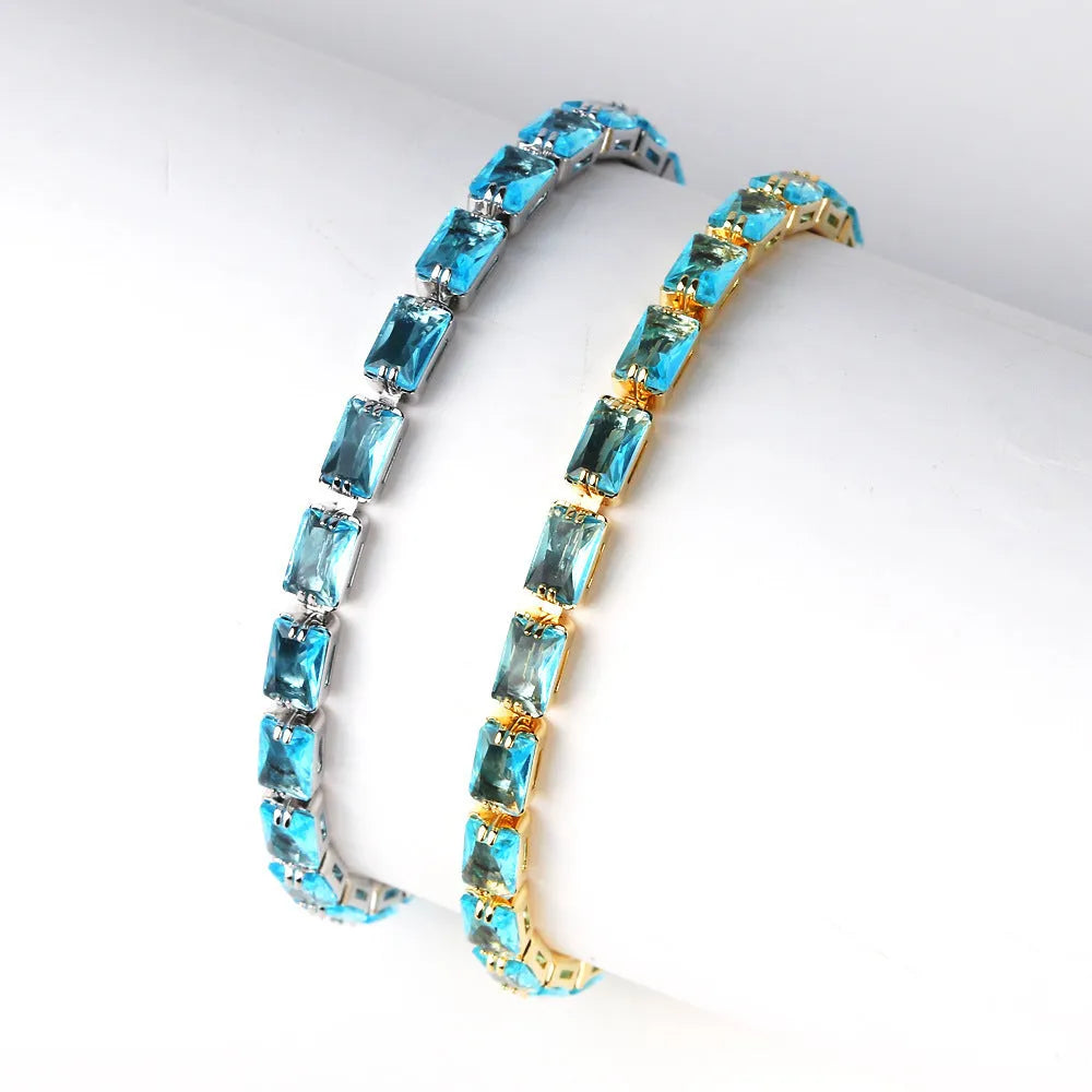 Women's fashion zircon bracelet with coloured stones and metallic electroplated finish