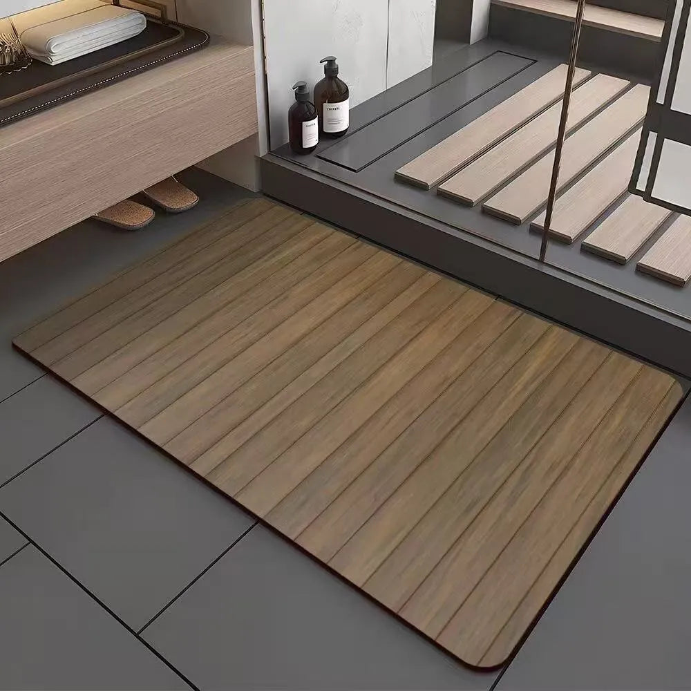 Diatomite bathroom floor mat with wood grain pattern in American style