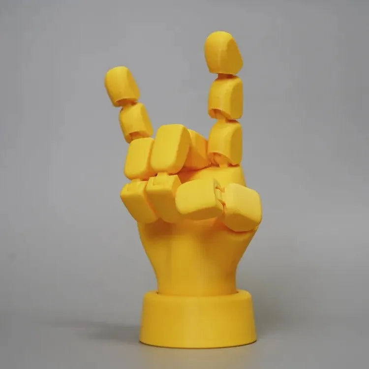 Yellow PLA movable joint hand props for animation and photography measuring 5cm wide