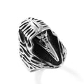 Crow stainless steel ring with geometric shape, retro style, colour MR166, unisex size 18-22