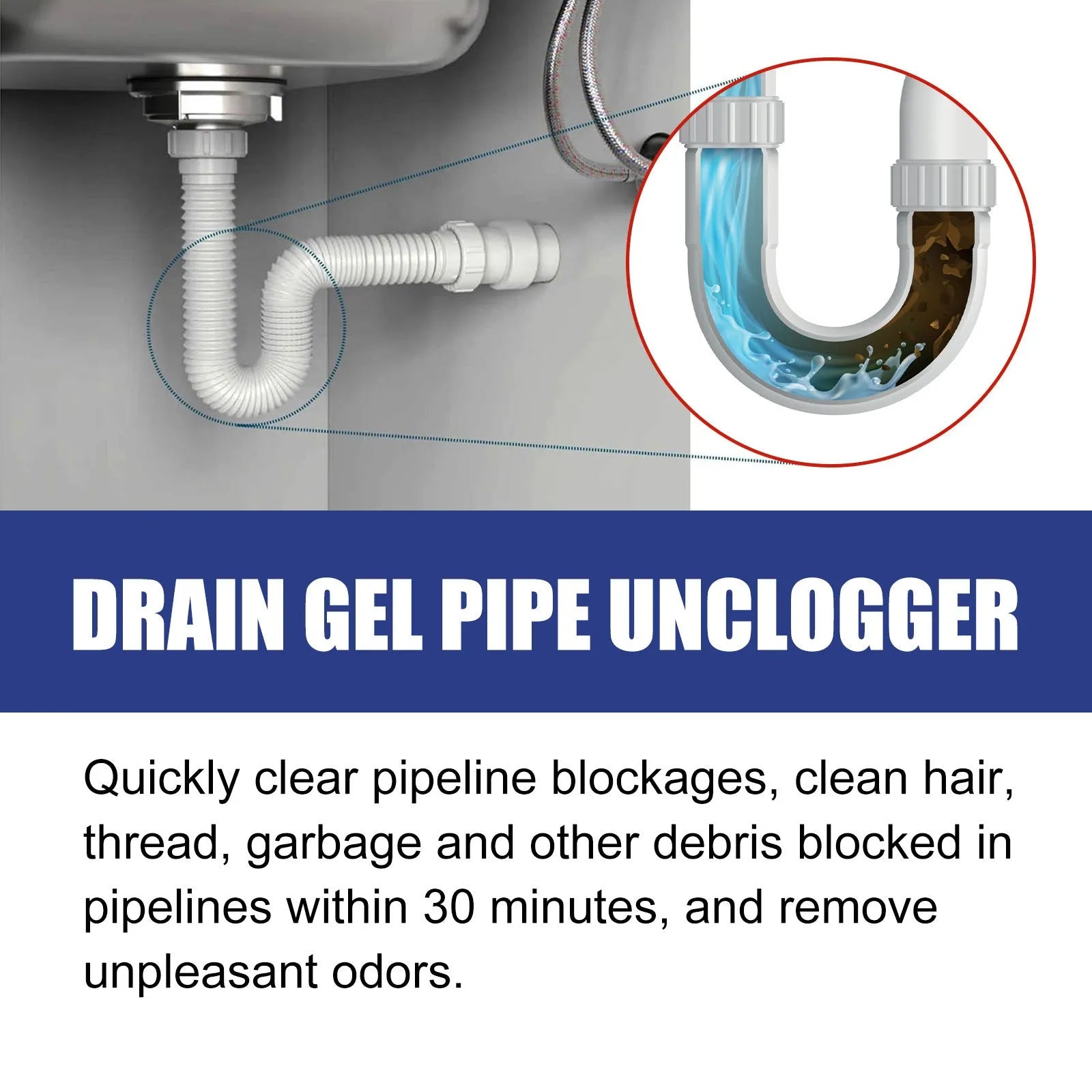 Pipe Dredge Agent 100g for sewer and toilet odour cleaning and dissolution in compact white packaging
