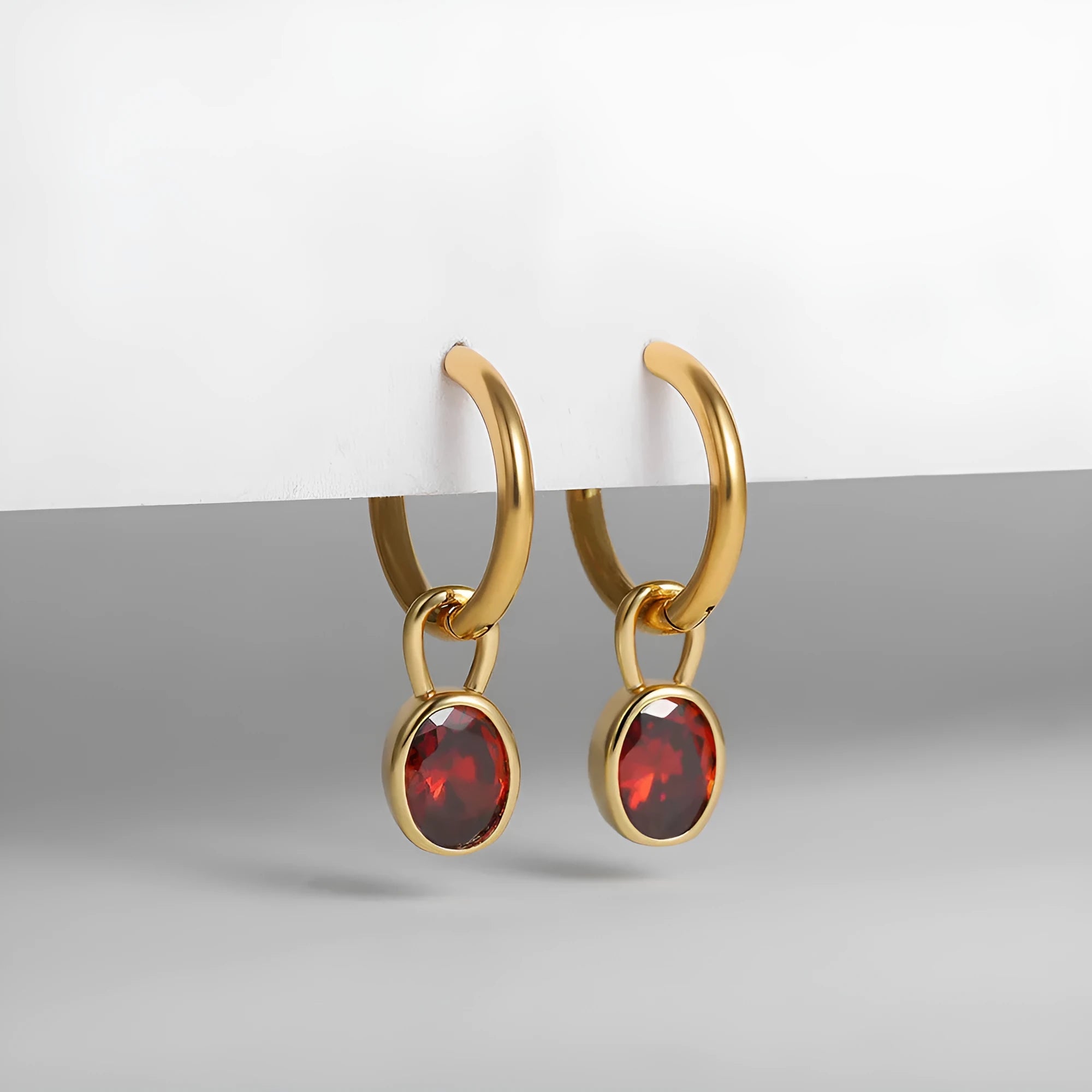 Retro oval zircon earrings for women in copper, shown in one of six available colours.