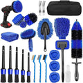26-piece car wash brush kit including tire brush and cleaning tools in PP material, picture style colour