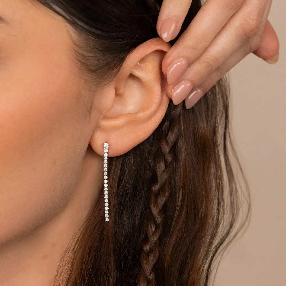 Women's geometric zircon earrings with Chinese style line patterns in stainless steel gold or steel colour