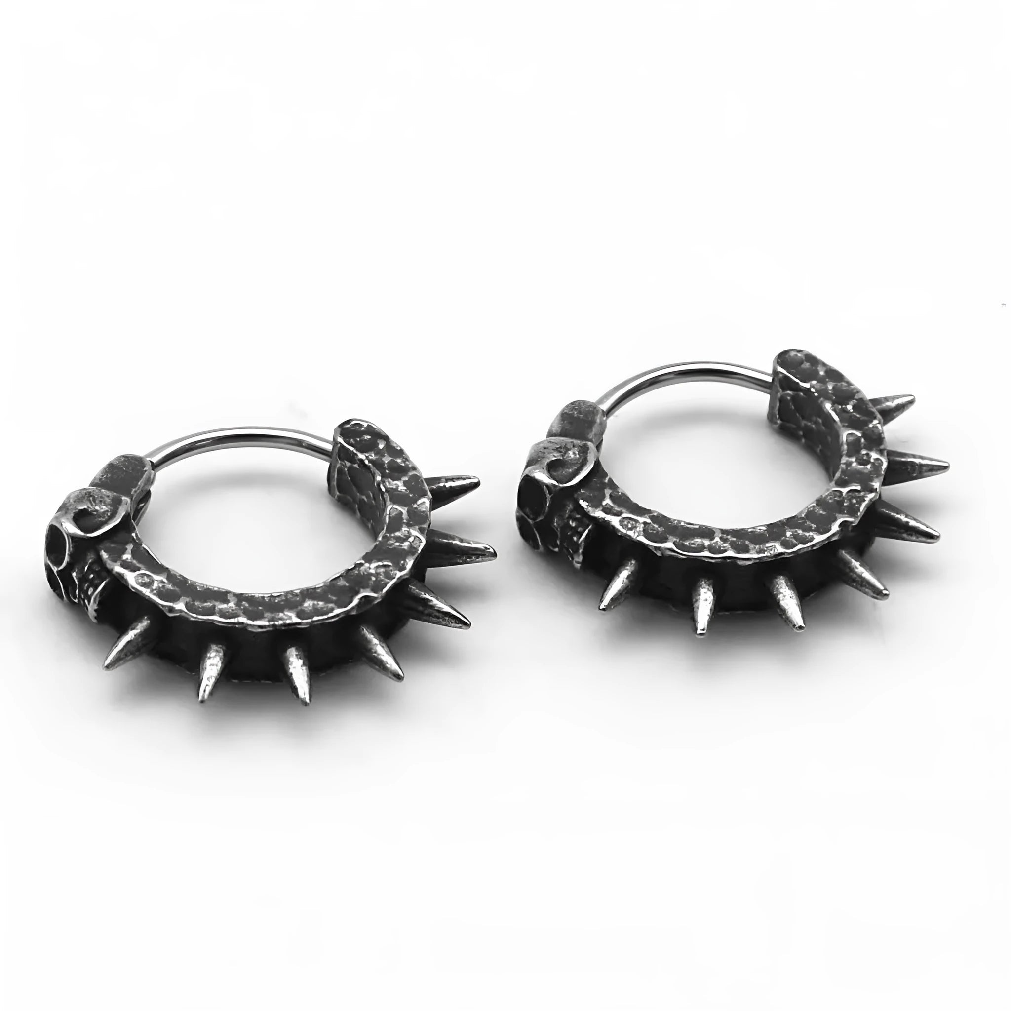 Geometric black alloy punk motorcycle stud earrings for men and women