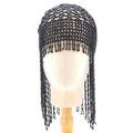 Alloy belly dance headwear with handmade beaded mesh decorative design and tassel