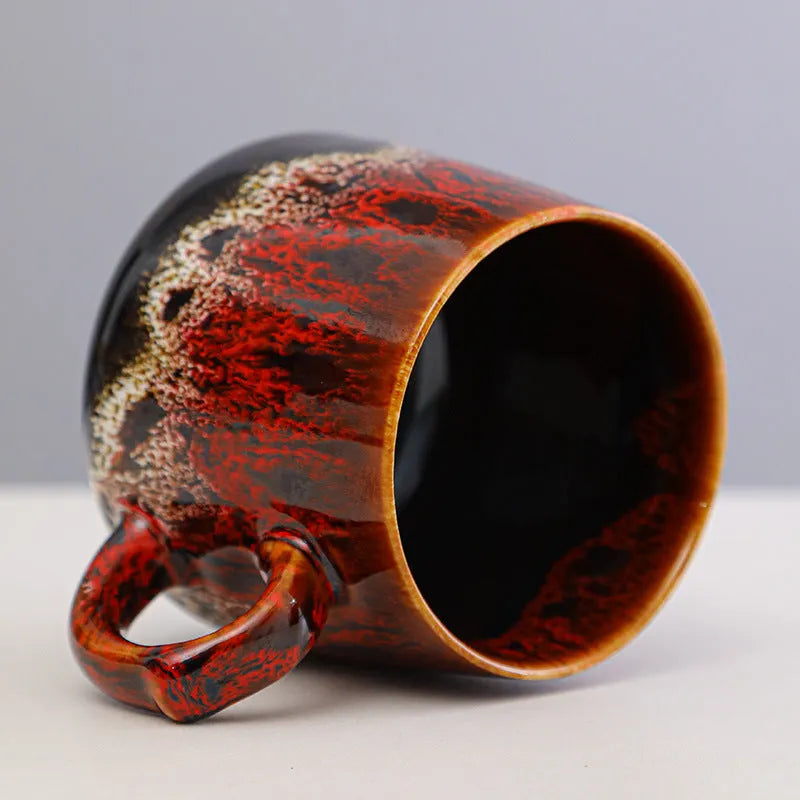 Creative large-capacity retro style couple coffee mug 301-400ml with 8.5cm height and 8cm caliber
