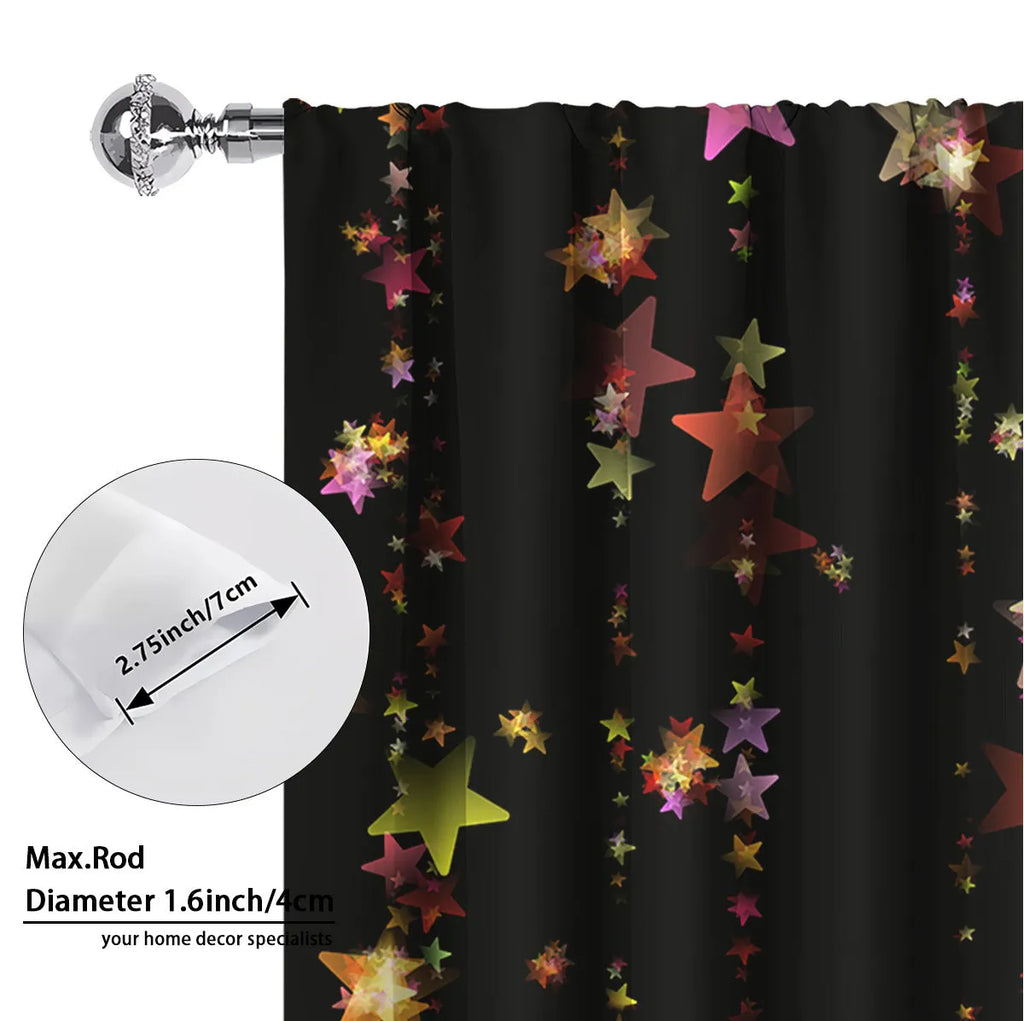 Pair of 3D digitally printed Christmas style curtains with European patterns on polyester fabric