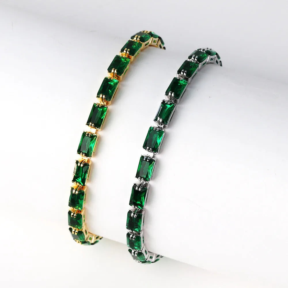 Women's fashion zircon bracelet with coloured stones and metallic electroplated finish