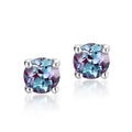 925 silver ear studs with cultivated alexandrite stones in geometric design