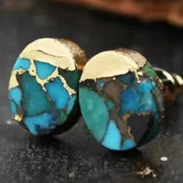 Natural stone bohemian stud earrings irregular unisex design colour ER1031