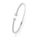 Copper bracelet with inlaid zircon detailing in simple style, shown in white and blue colour options.
