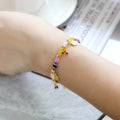 Women's imitation pearl beaded bracelet with glass coloured detailing in pearl lift colour options