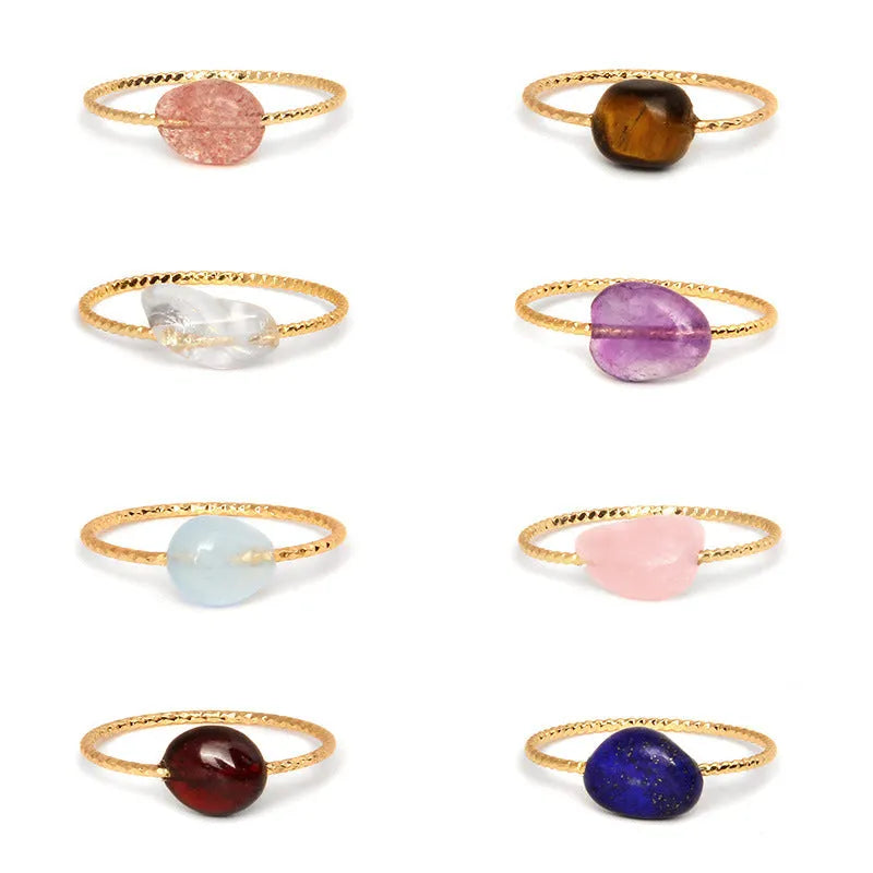 Geometric agate ring with coloured stone centrepiece showing original niche design for women