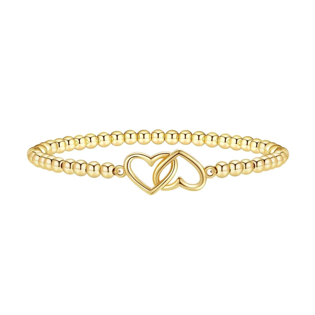 Adjustable stainless steel beaded bracelet showing geometric round beads in electroplated finish