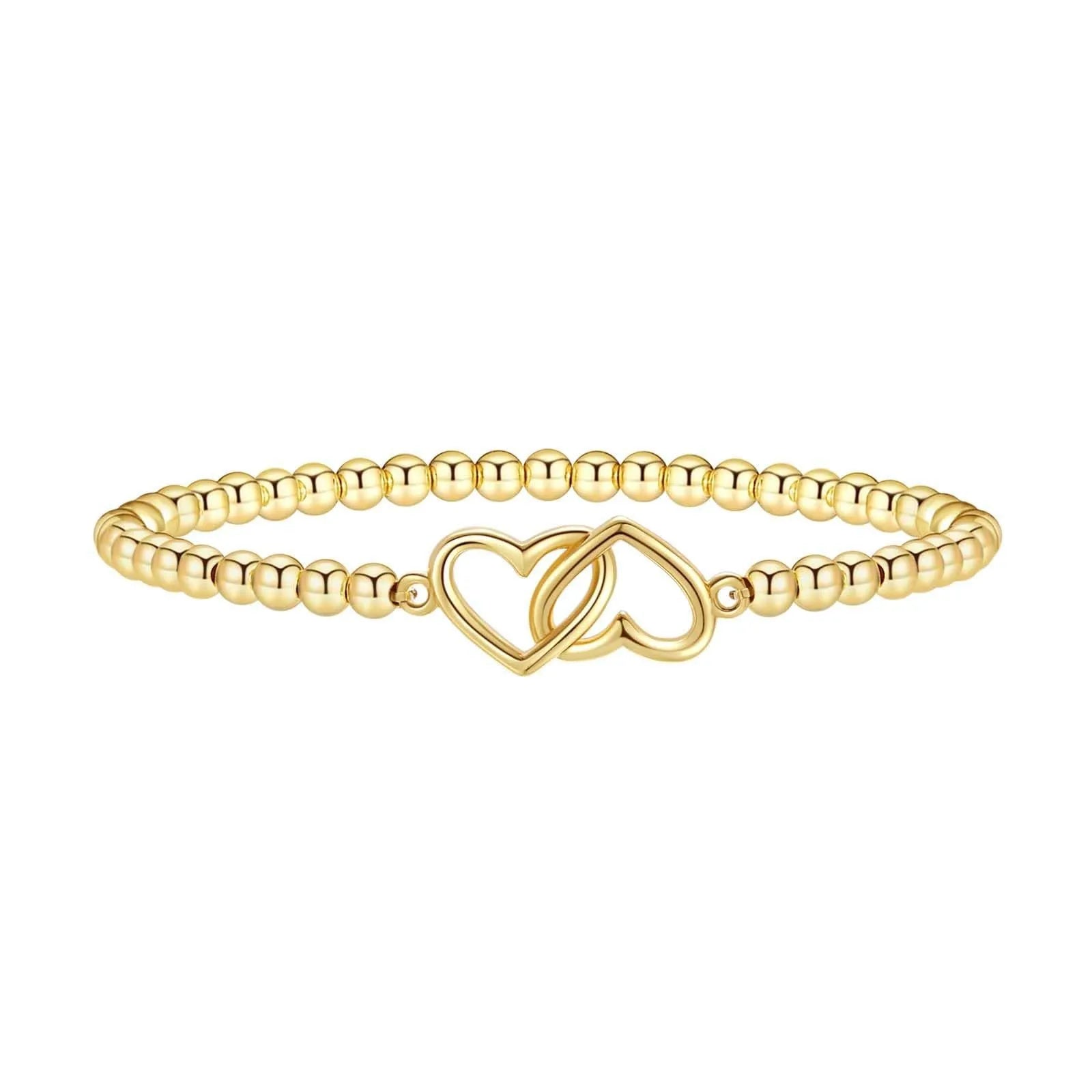 Adjustable stainless steel beaded bracelet showing geometric round beads in electroplated finish
