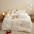 Milk fibre bedding four-piece set with Christmas tree pattern in green or pink for beds from 1.2m to 2.0m wide