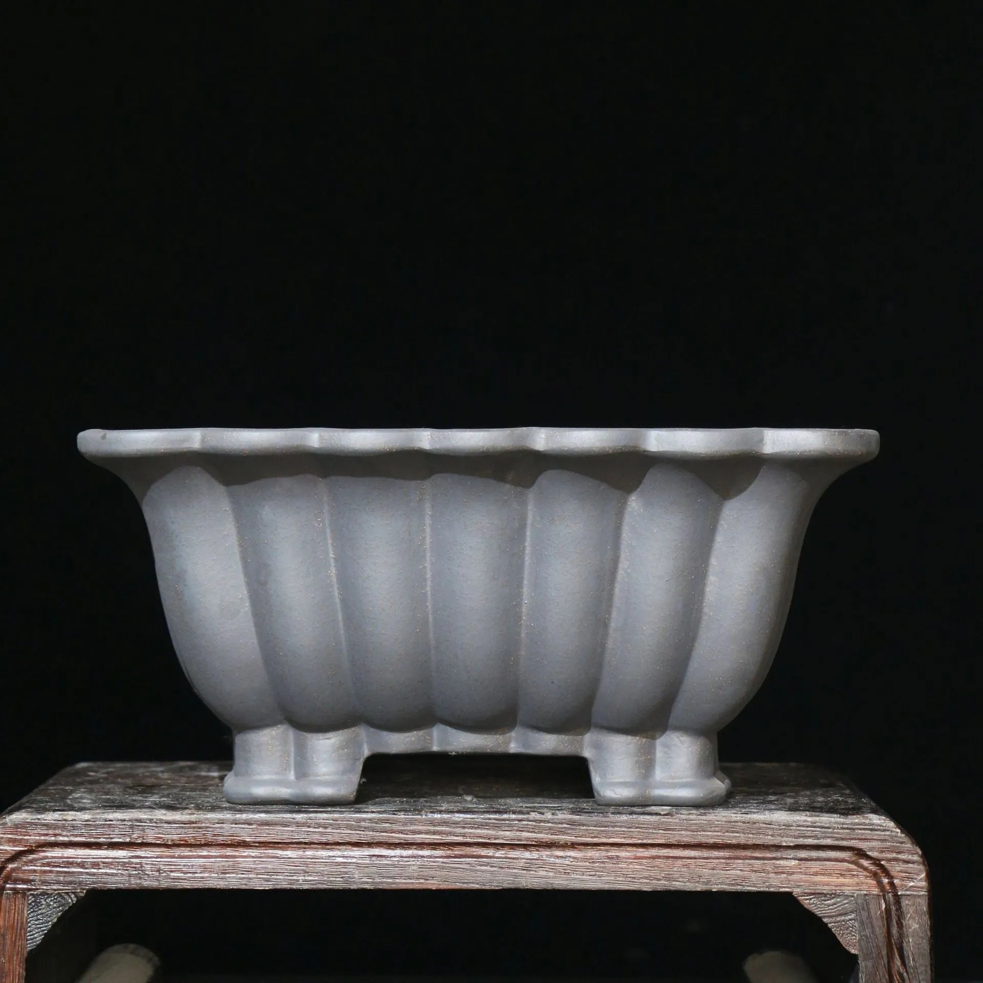 Purple sand ceramic square bonsai pot with classical styling and 37cm x 15cm inner diameter