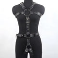 Black imitation leather shapewear belt with pin buckle on mannequin
