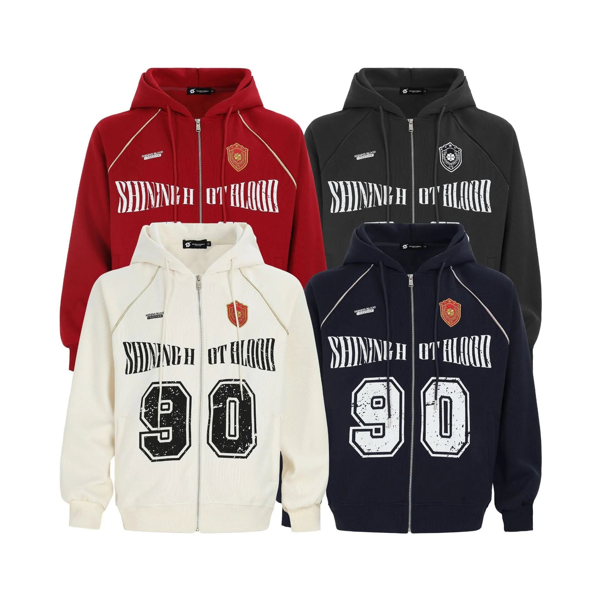 Women's loose American retro style cardigan with embroidered letters in cotton blend fabric