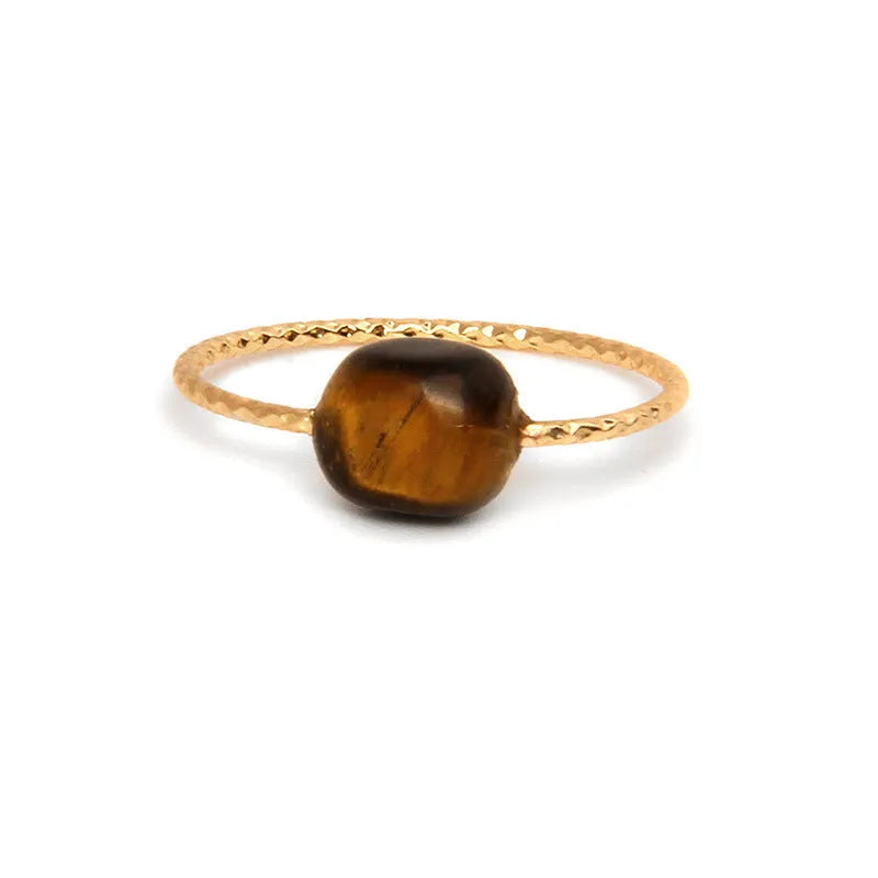 Geometric agate ring with coloured stone centrepiece showing original niche design for women