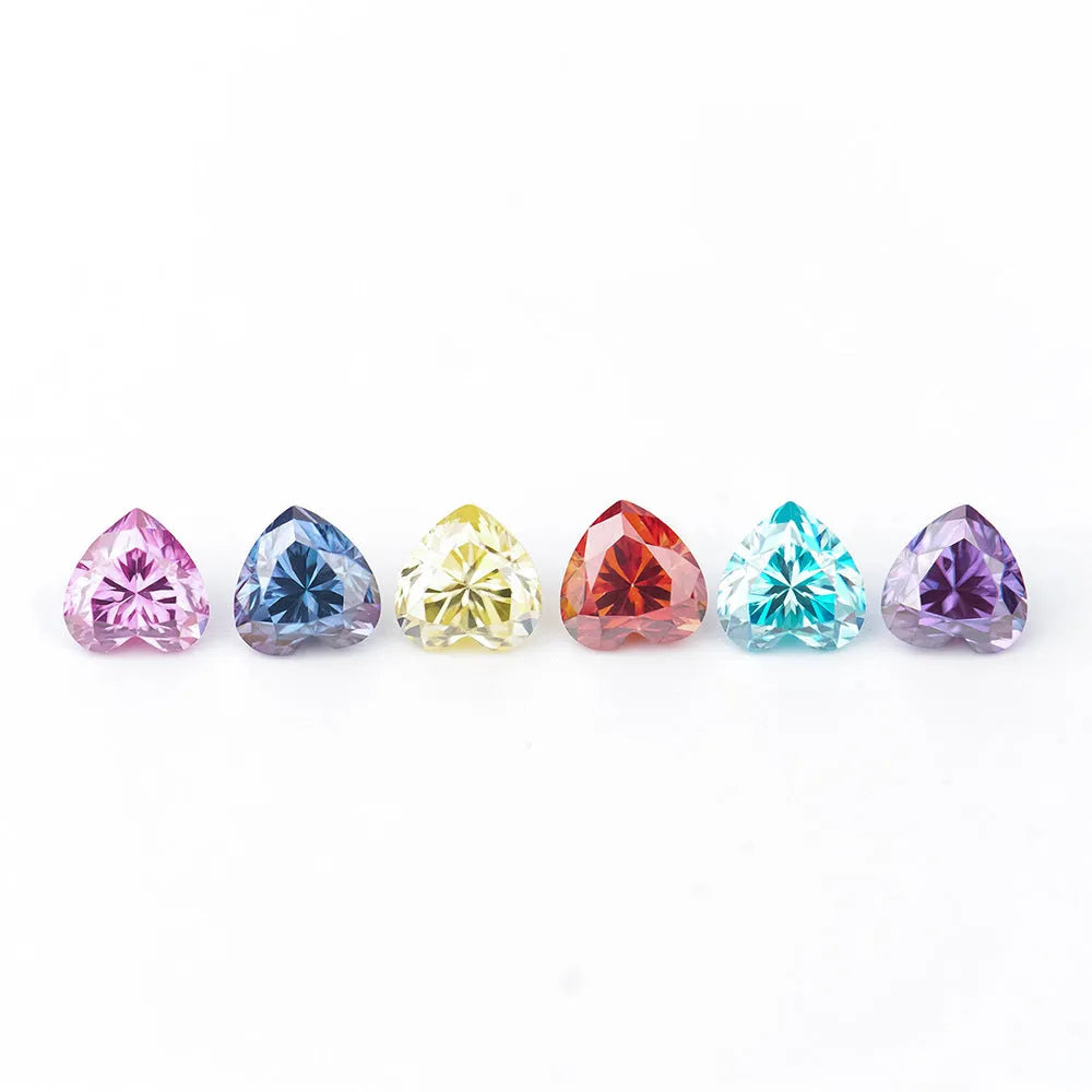 Heart-shaped lemon yellow moissanite stone in multiple measured sizes for jewellery making