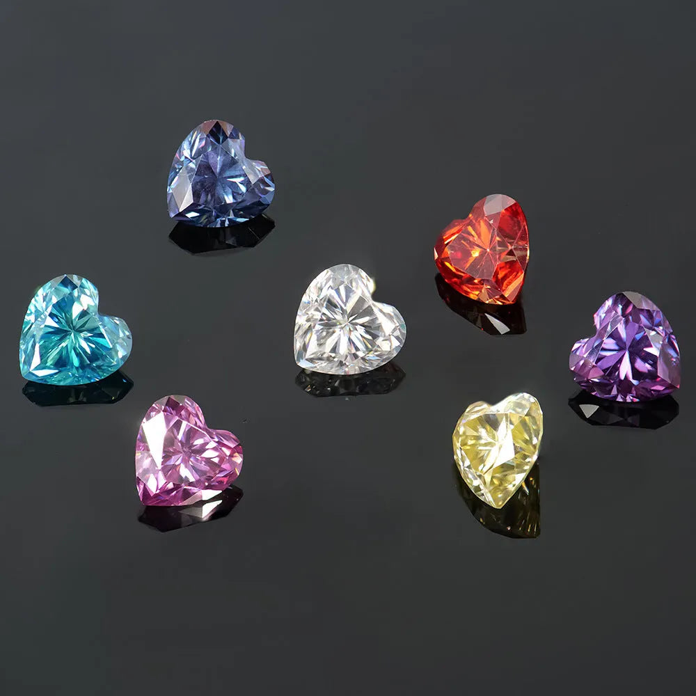 Heart-shaped lemon yellow moissanite stone in multiple measured sizes for jewellery making
