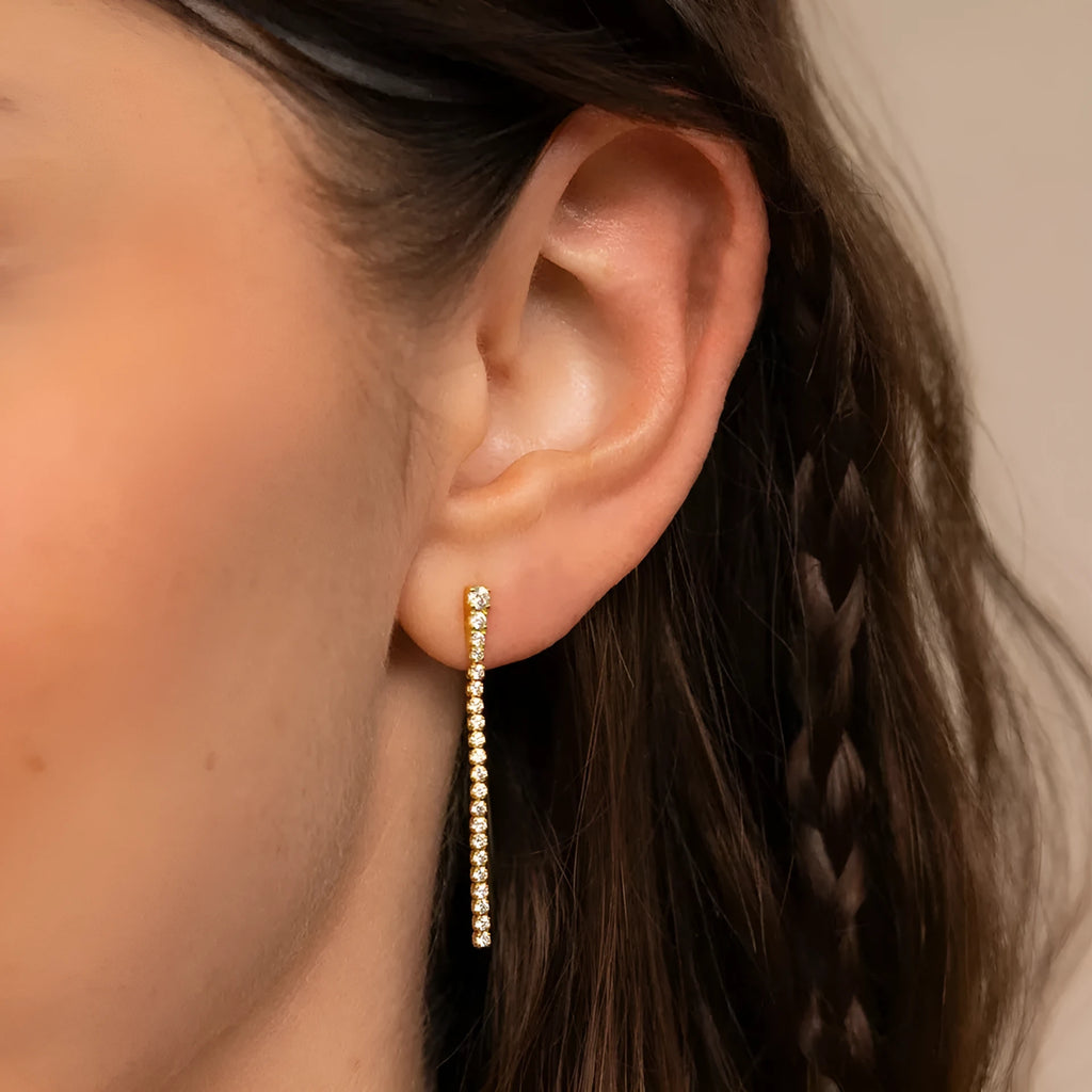 Women's geometric zircon earrings with Chinese style line patterns in stainless steel gold or steel colour