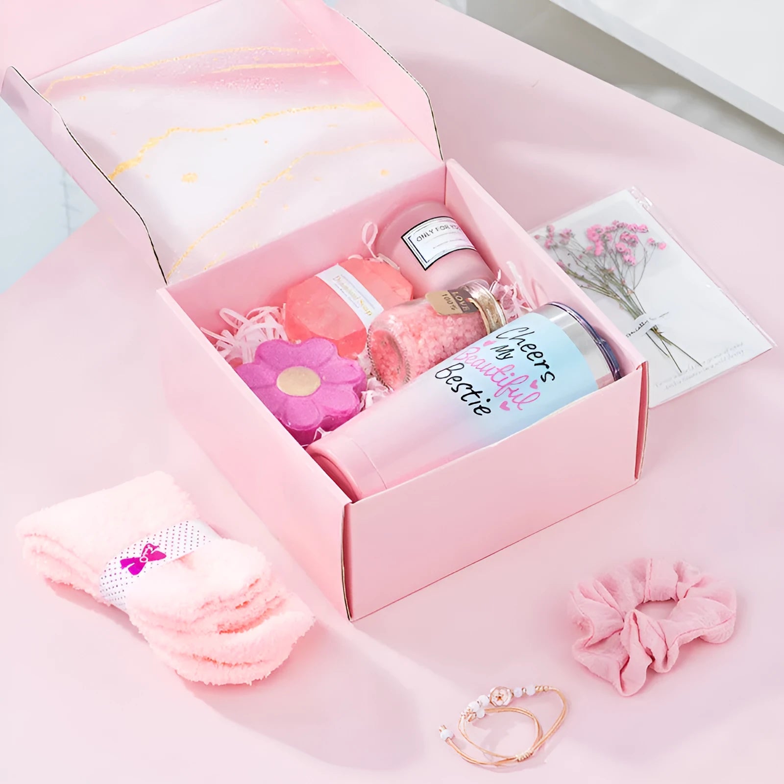 Boxed aromatherapy candle gift set with various modern soy wax designs including pink and sunflower themes.