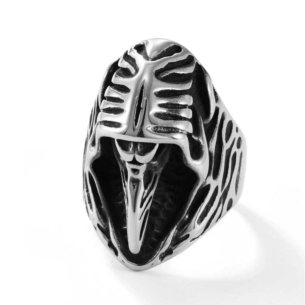 Crow stainless steel ring with geometric shape, retro style, colour MR166, unisex size 18-22