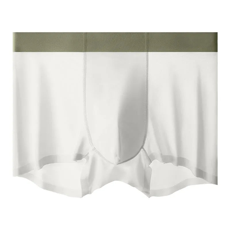 Men's solid colour ice silk shorts with mid waist and seamless knit construction.