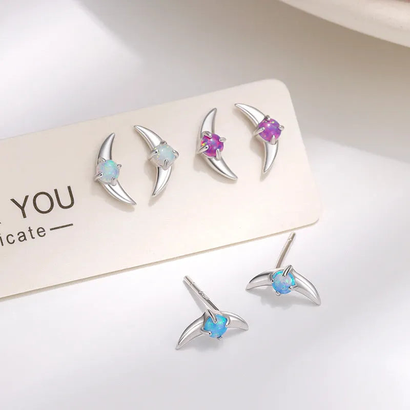 Geometric women's earrings in 925 silver with gold or platinum plating and coloured stone options
