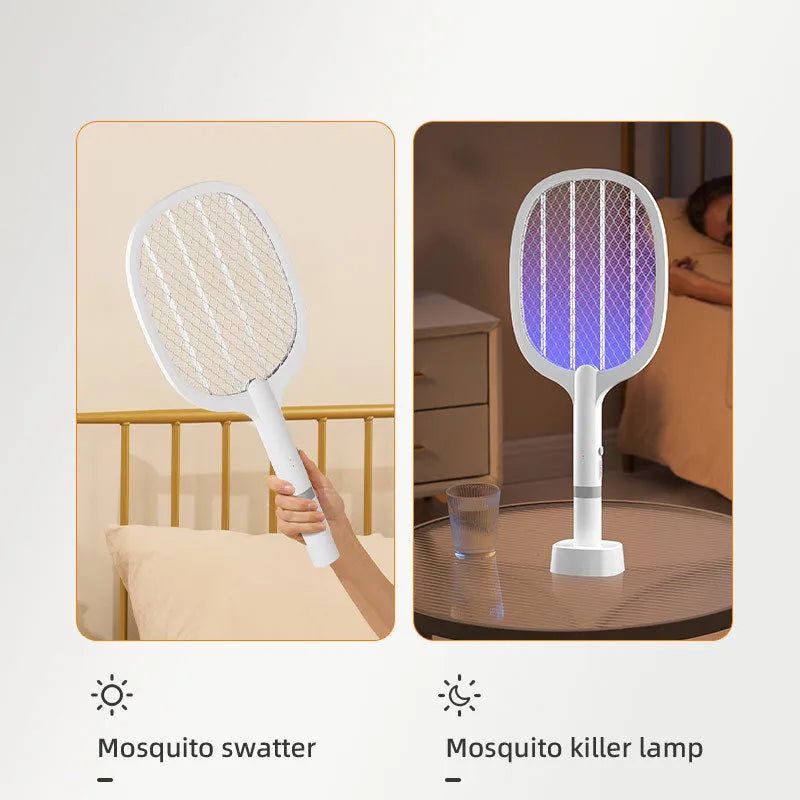 Rechargeable electric mosquito swatter with ABS plastic shell in two colour options