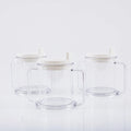 Transparent spill-proof drinking cup with modern design showing 14cm height