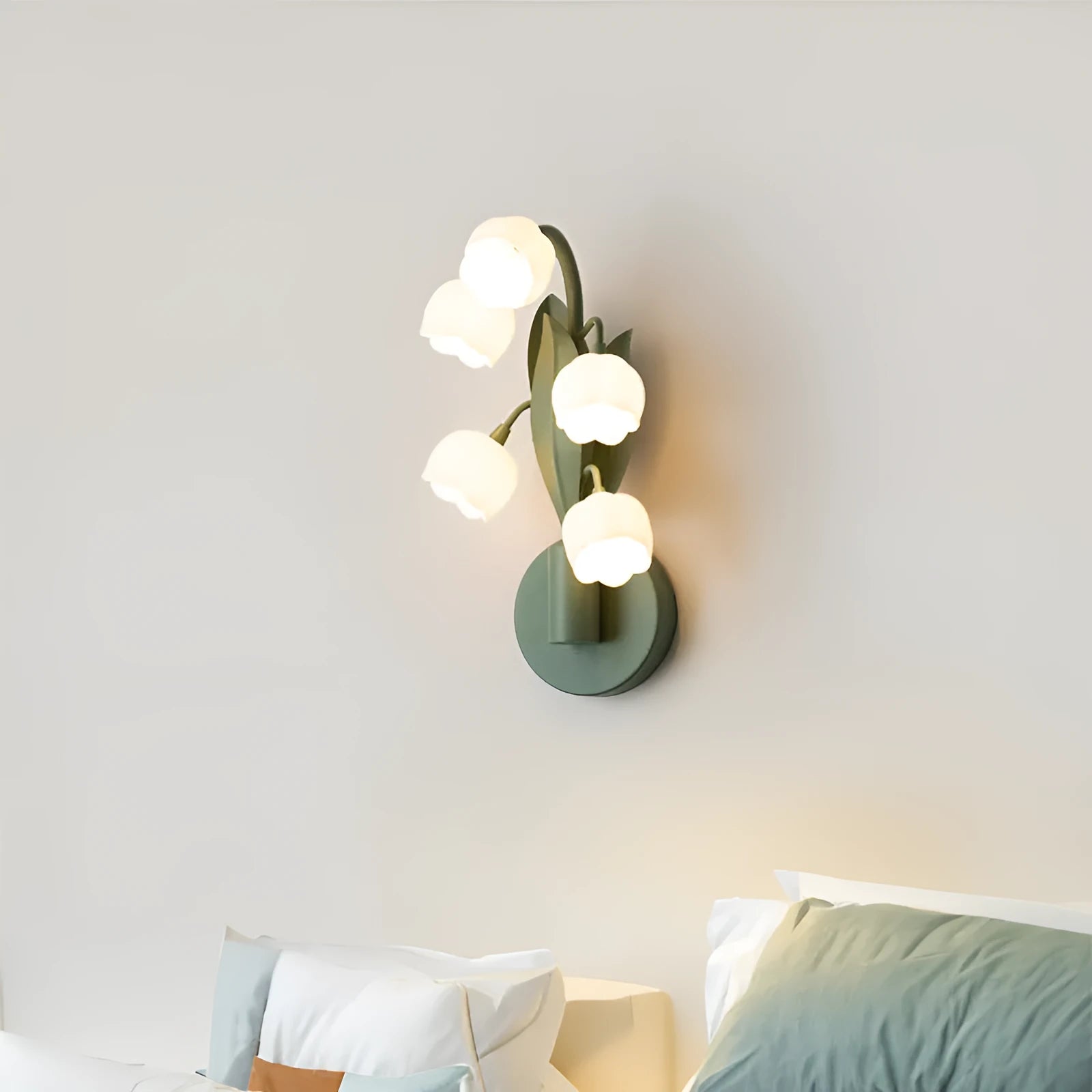 French pastoral Nordic wall lamp with PC shade and tricolour light for bedroom bedside use