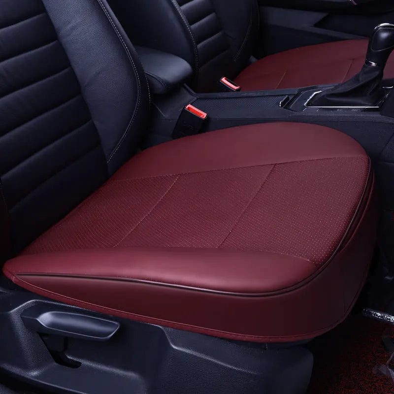 Car seat mat in beige with leather silk edge for front seat, fibre material