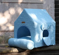 Closed pet house in white polyester, 55x38x48cm, for cats and small dogs up to 6 kg