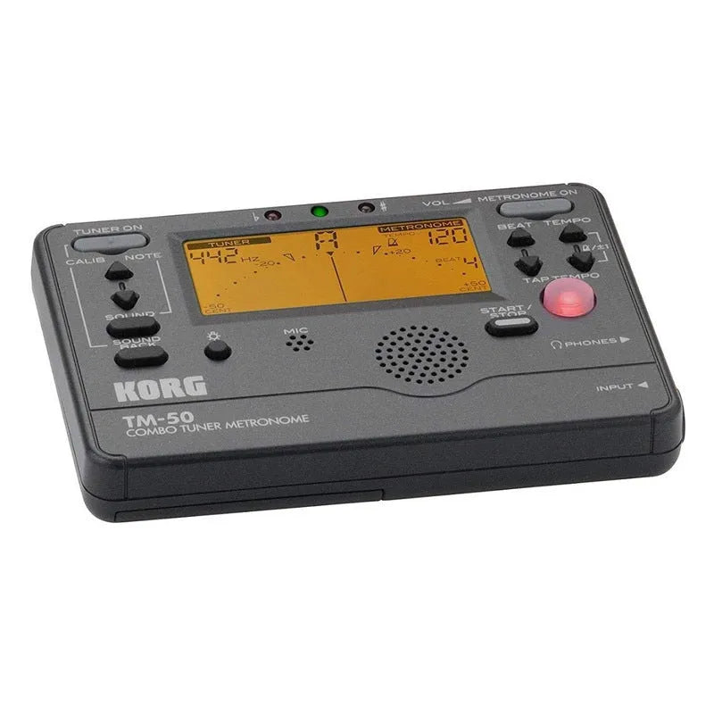 TM-60 digital metronome in black or white plastic shell with display and controls.