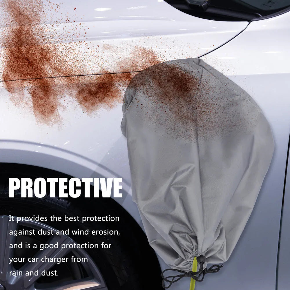 New energy vehicle waterproof charging cover with drawstring in grey and black colours
