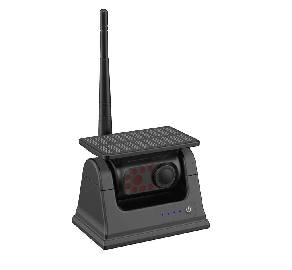 Solar wireless charging reversing camera with magnet suction mount and aluminium alloy shell