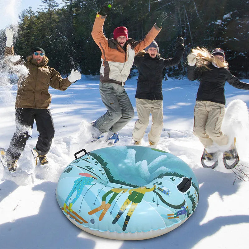 PVC winter ski ring toy with printed design for outdoor snow play