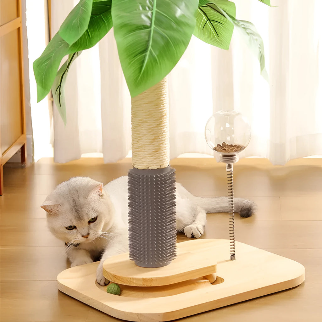 Wooden cat scratching post in canna colour with vertical durable design