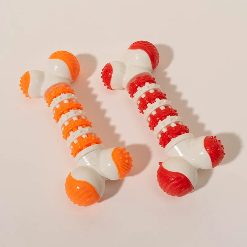Blue bone-shaped interactive dog toy with treat holder for small breed puppies