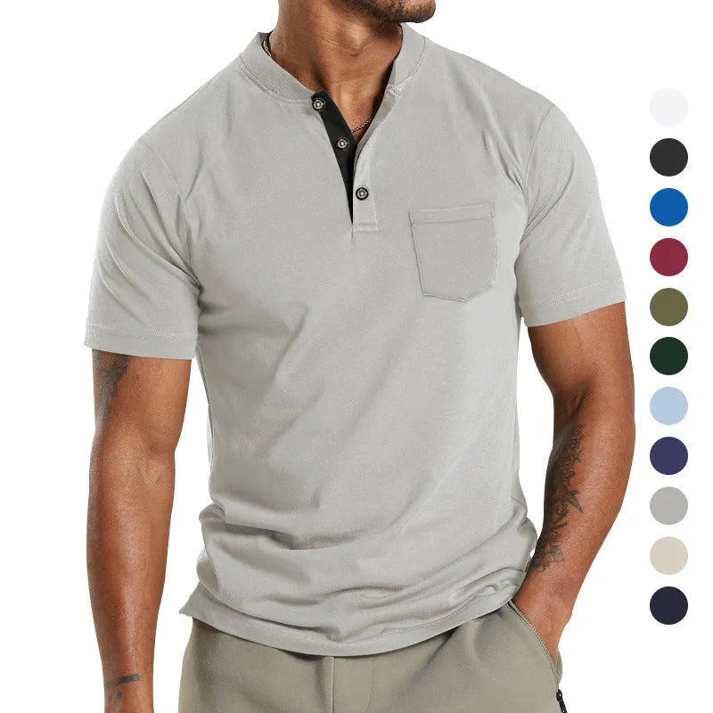 Men's plus size short sleeve button shirt in Army Green colour with a chest pocket.