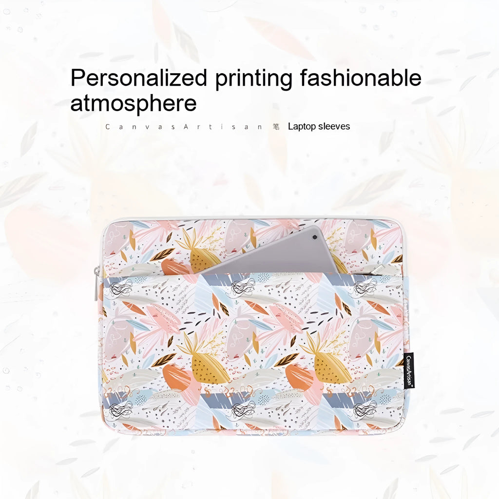 White waterproof PU leather laptop inner sleeve for 14-inch computers.