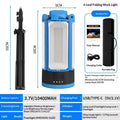 Blue outdoor multi-function work light with four-leaf fold design, LED lamp, and folding bracket