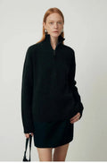 Wool bandage dress with long sleeves and loose lapels in black or grey