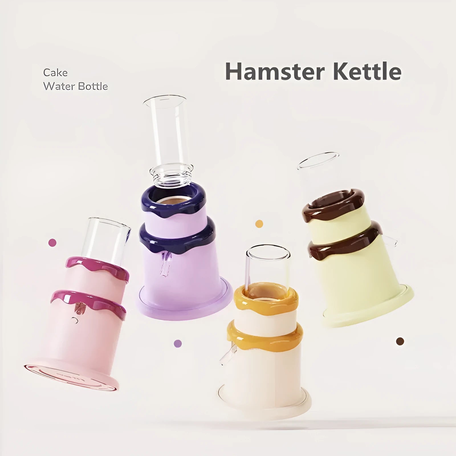 Cream cake hamster kettle 125ml vacuum small pet drinker in multiple colours for hamsters rats chipmunks and mice