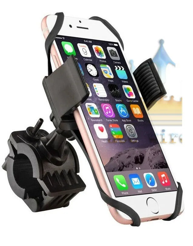 Universal bicycle motorcycle phone bracket black red with ABS alloy silicone straps on handlebar