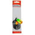R composite rotating sequins copper bell metal fishing lure in multiple colour options on a tackle box.
